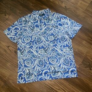 Polo Ralph Lauren Blue Paisley Lisle Polo Shirt